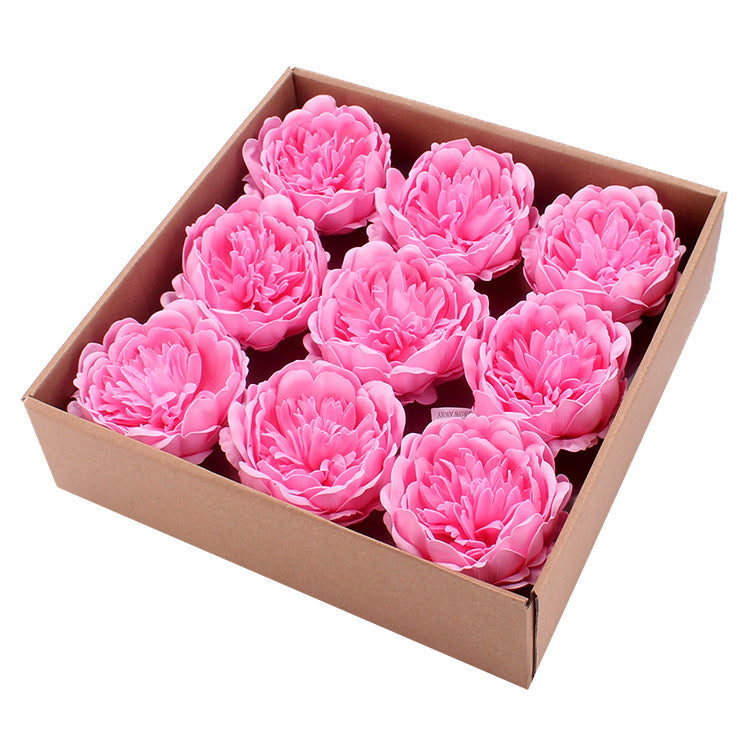 Lot de 9 grandes têtes de fleurs de savon pivoine en vrac, boîte cadeau pour maman et femme, vente en gros