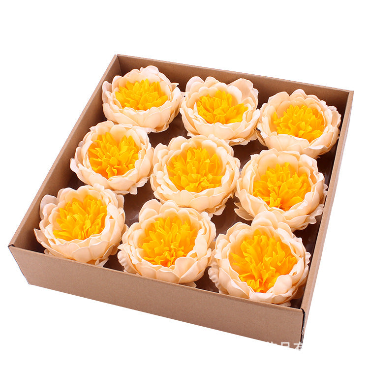 Lot de 9 grandes têtes de fleurs de savon pivoine en vrac, boîte cadeau pour maman et femme, vente en gros