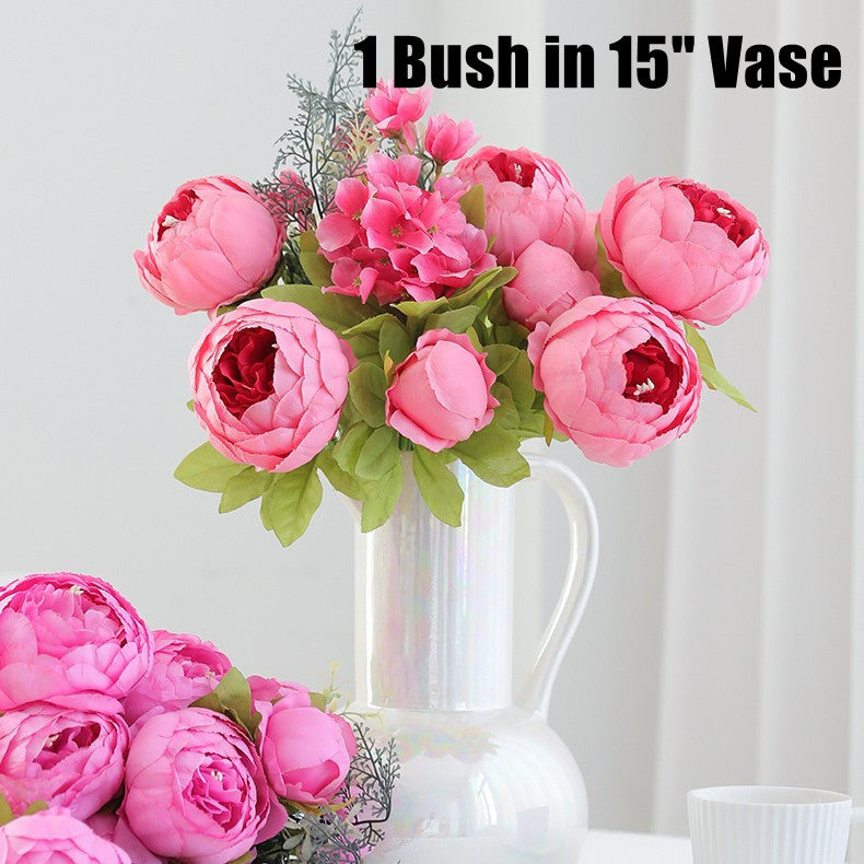 Bulk 16-Color 18" Peony Bush Bouquet with Mixed Silk Flowers Ideal for Events & Decor Wholesale