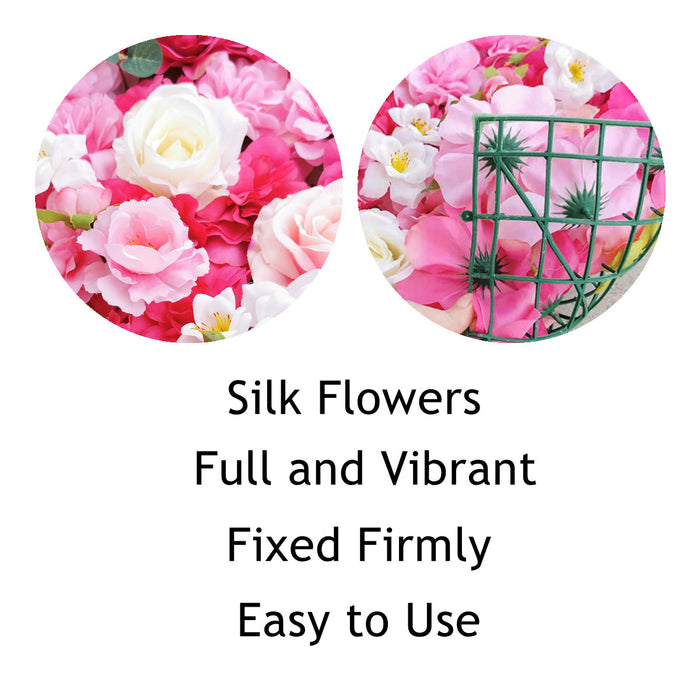 Bulk Flower Wall Panels 24 x 17 Inch 3D Silk Rose Peony Floral Wall Decorative Wholesale