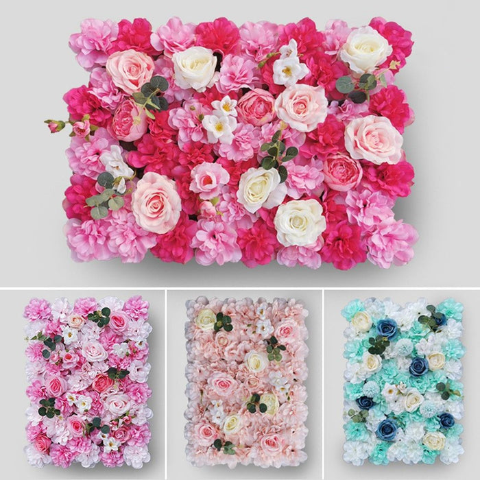 Bulk Flower Wall Panels 24 x 17 Inch 3D Silk Rose Peony Floral Wall Decorative Wholesale