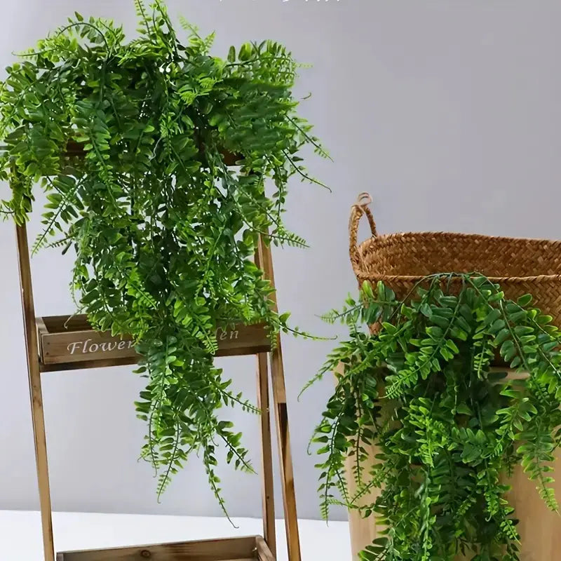 Clearance 200Pcs Boston Ferns Artificial Persian Rattan Fake Hanging Plant Faux Greenery Wholesale