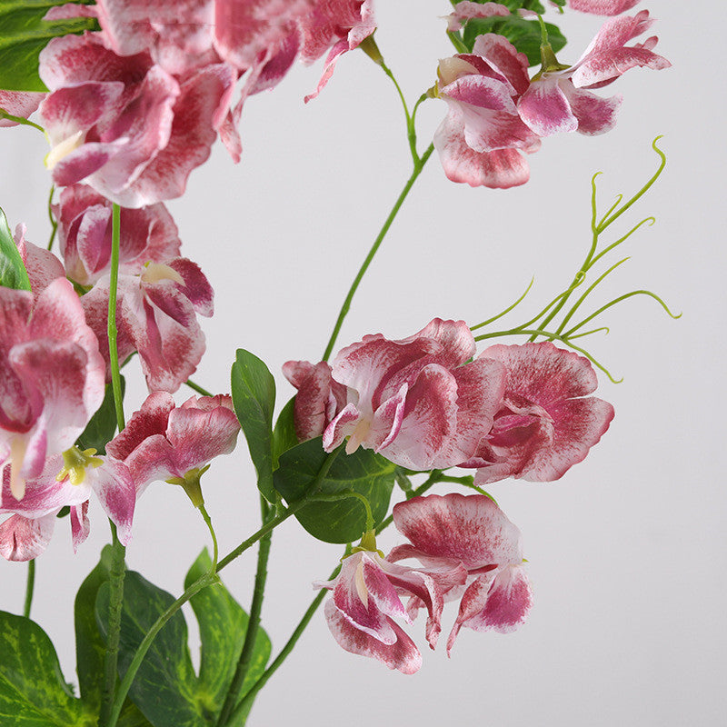 Tiges de fleurs de pois de senteur en vrac, vaporisateur Real Touch Floral Pea avec feuilles, vente en gros