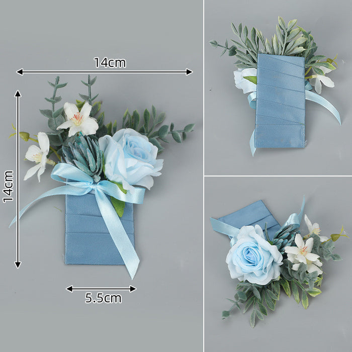 Bulk 6 Pack Pocket Boutonniere Flowers for Wedding Groom and Groomsmen Suits Pocket Wholesale