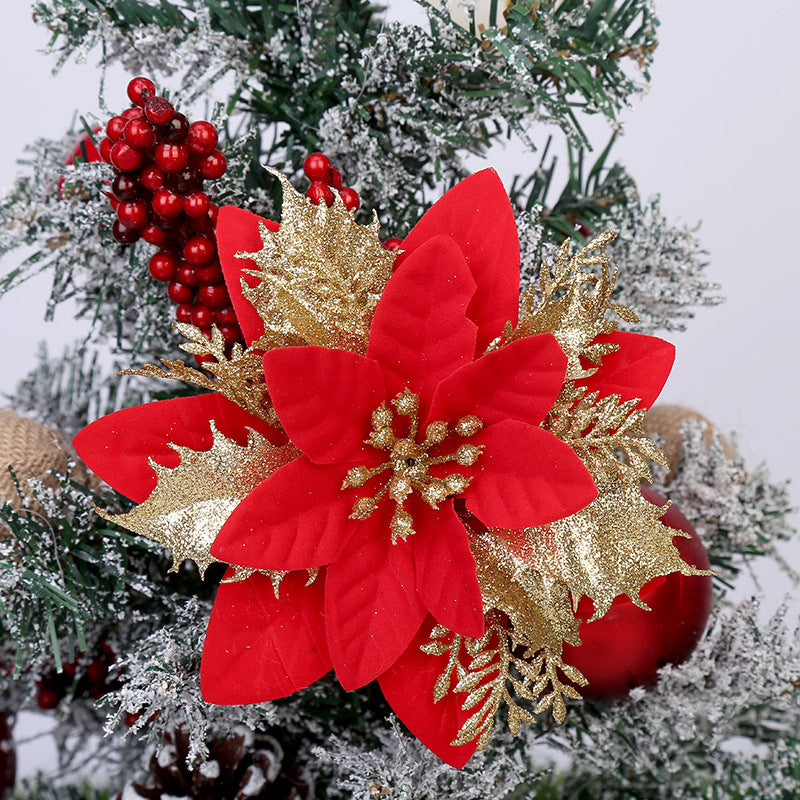 Bulk 14 Colors 6" Glitter Poinsettia Artificial Christmas Flowers Xmas Tree Ornaments Wholesale