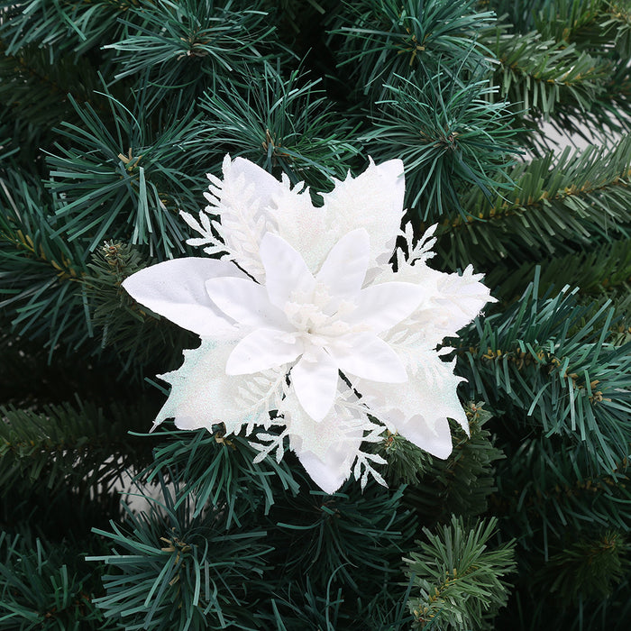 Bulk Glitter Poinsettias Artificial Christmas Flowers Arrangement Deco —  Artificialmerch