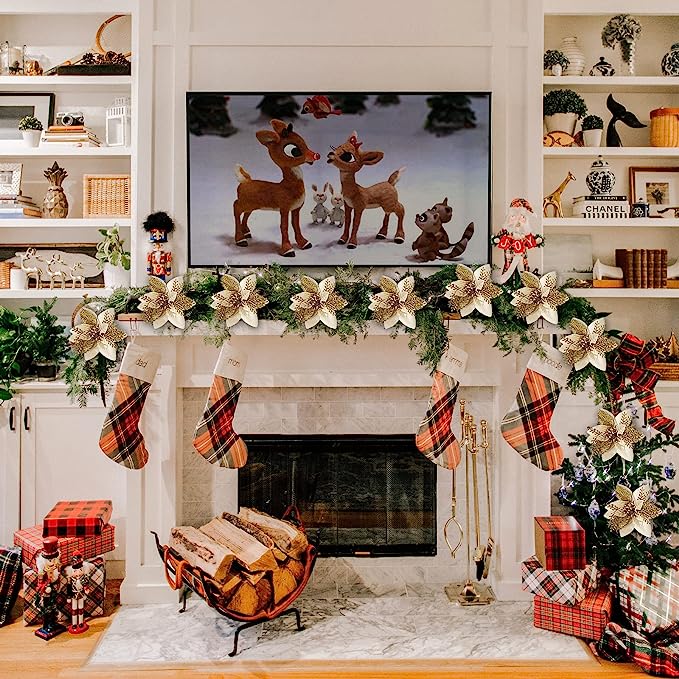 Bulk 14 Colors 6" Glitter Poinsettia Artificial Christmas Flowers Xmas Tree Ornaments Wholesale