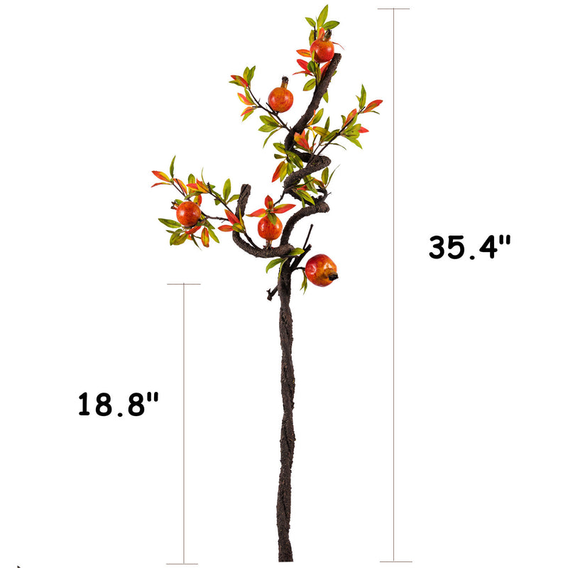 Tiges de grenade en vrac de 35 pouces, branches de pulvérisation bouclées, tiges de fruits artificiels en gros