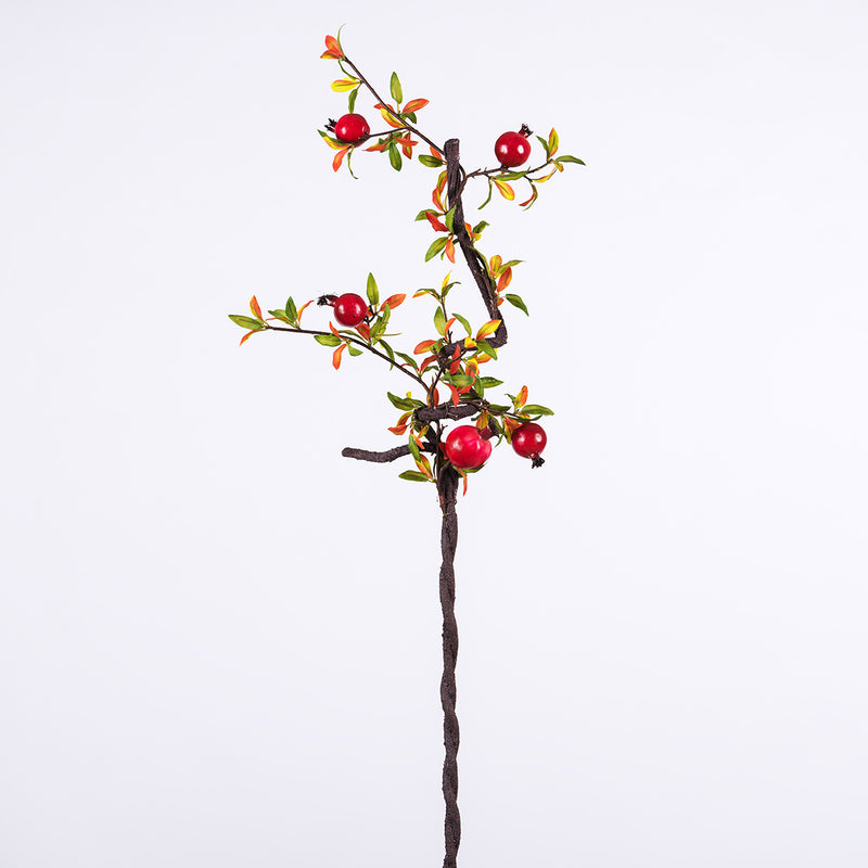 Tiges de grenade en vrac de 35 pouces, branches de pulvérisation bouclées, tiges de fruits artificiels en gros