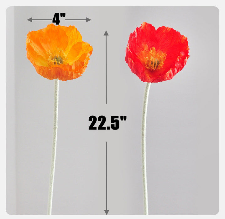 Bulk 22.5 inches Tall Poppy Silk Flower Stem Wholesale