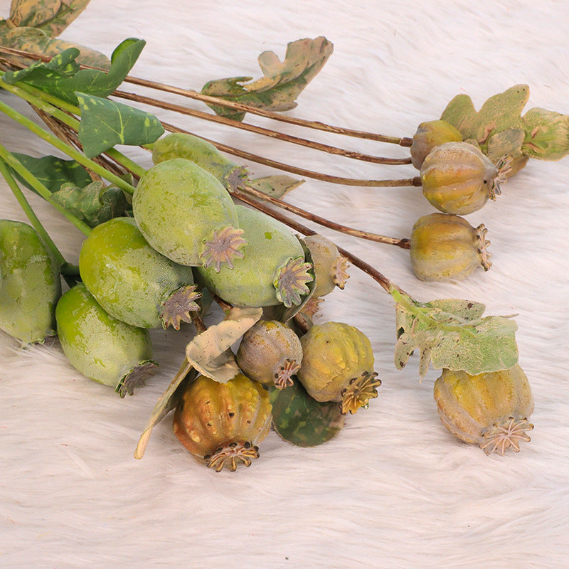 Tiges de fruits de pavot en vrac de 22 pouces, branches de fruits artificielles réalistes en gros