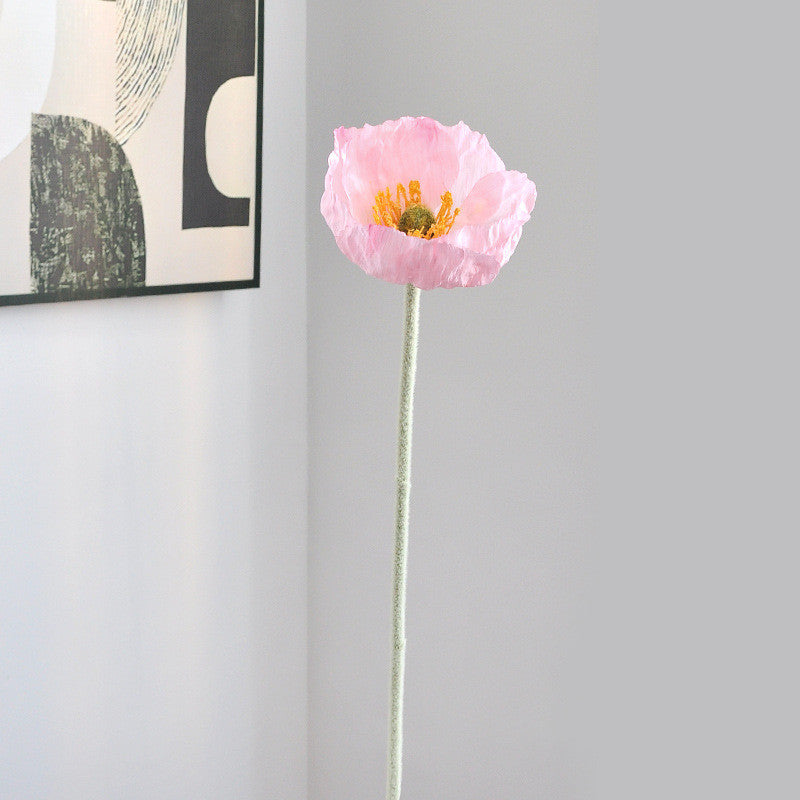 Bulk 22.5 inches Tall Poppy Silk Flower Stem Wholesale