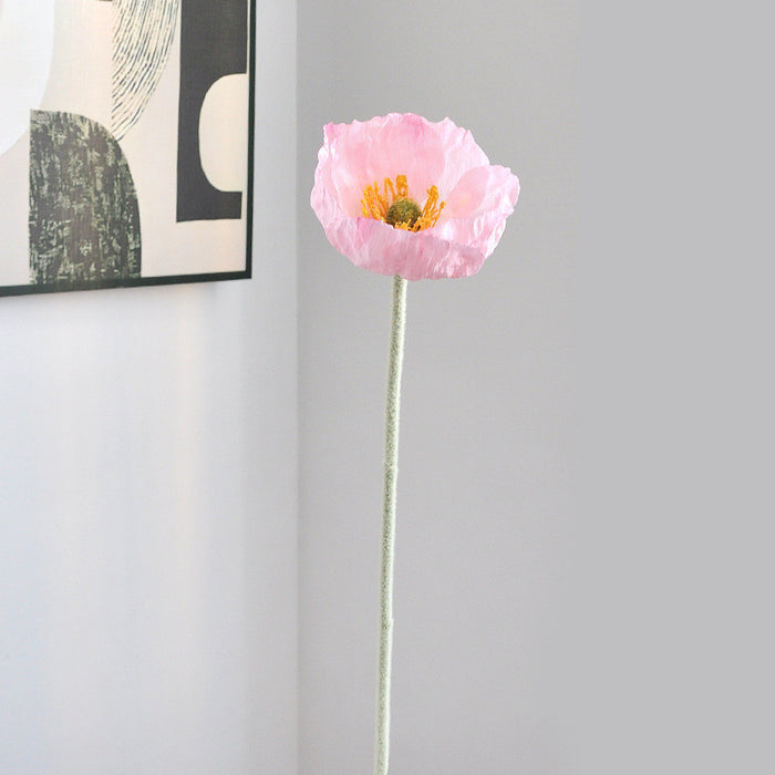 Bulk 22.5 inches Tall Poppy Silk Flower Stem Wholesale