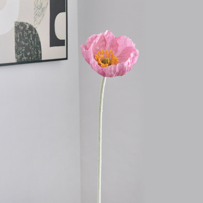 Bulk 22.5 inches Tall Poppy Silk Flower Stem Wholesale