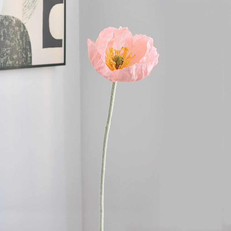 Bulk 22.5 inches Tall Poppy Silk Flower Stem Wholesale