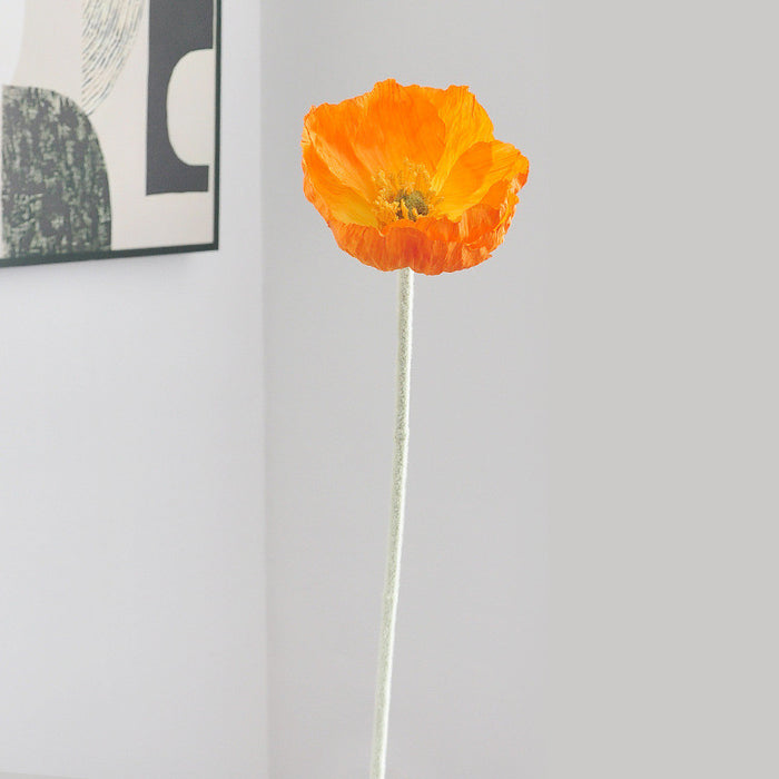 Bulk 22.5 inches Tall Poppy Silk Flower Stem Wholesale