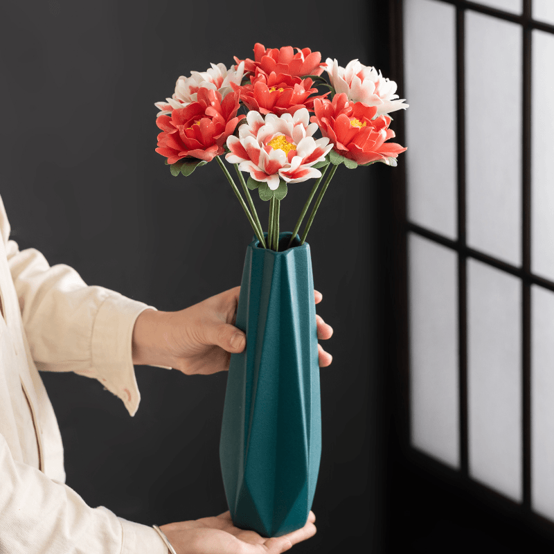 Lot de 7 tiges de bouquet de fleurs de pivoine en porcelaine en gros