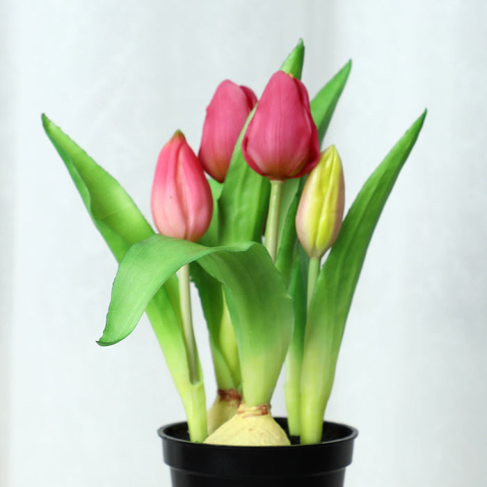 Bulk Lifelike Potted Artificial Tulips Artificial Tulips in Pot Bonsai Wholesale
