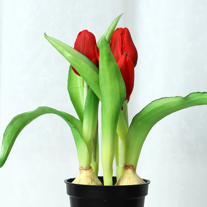 Bulk Lifelike Potted Artificial Tulips Artificial Tulips in Pot Bonsai Wholesale