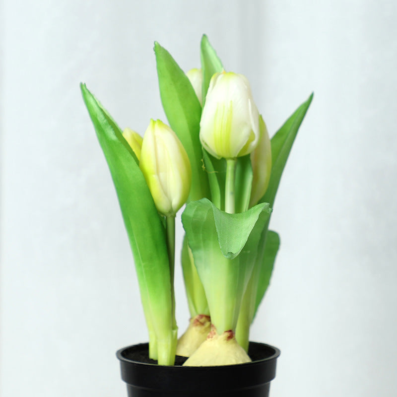 Bulk Lifelike Potted Artificial Tulips Artificial Tulips in Pot Bonsai Wholesale