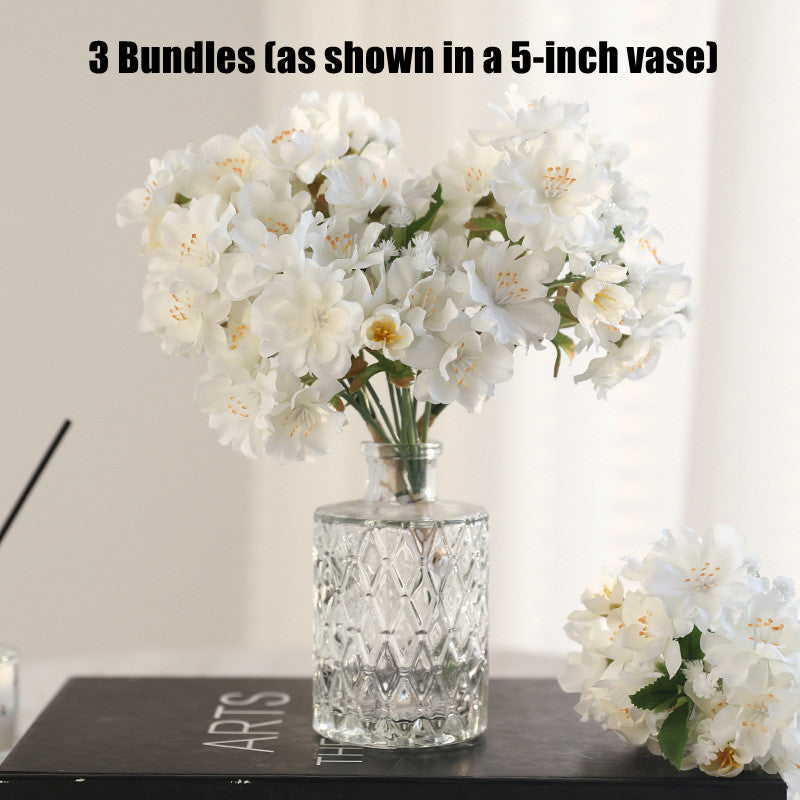 Bulk 7" Realistic Cherry Blossom Artificial Bouquet for DIY Floral Arrangements, Home Wedding Decor