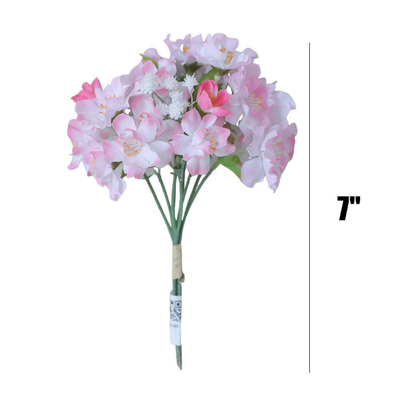 Bulk 7" Realistic Cherry Blossom Artificial Bouquet for DIY Floral Arrangements, Home Wedding Decor