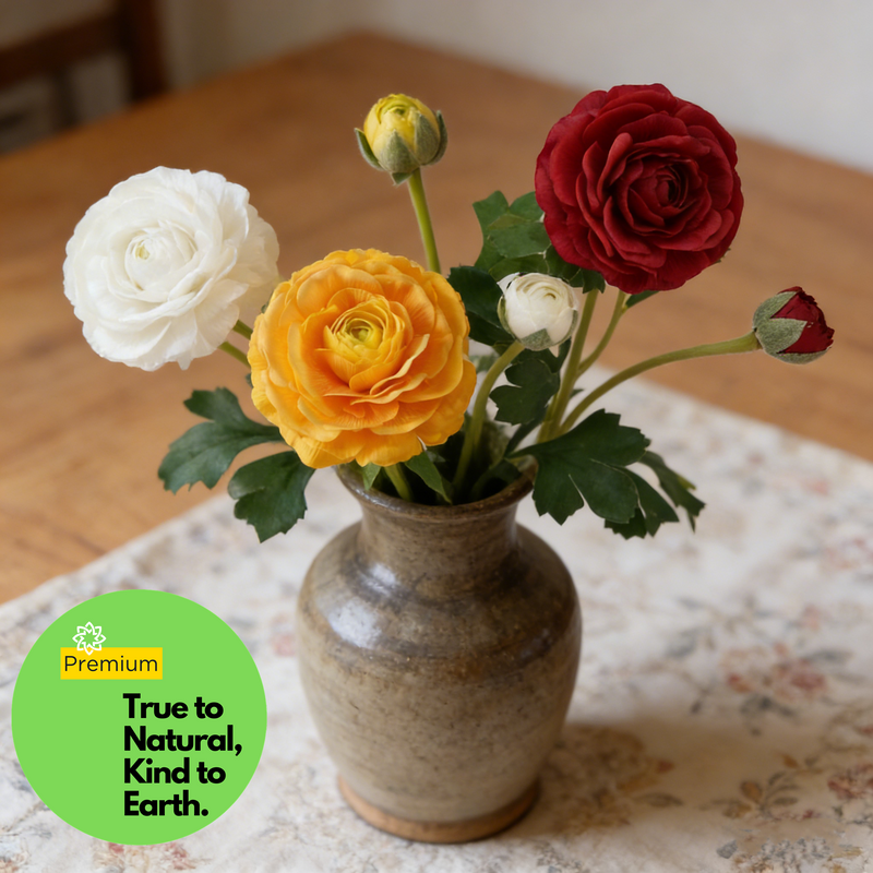 Premium 21" Real Touch Ranunculus - Lifelike Floral Arrangements for Weddings & Home Decor