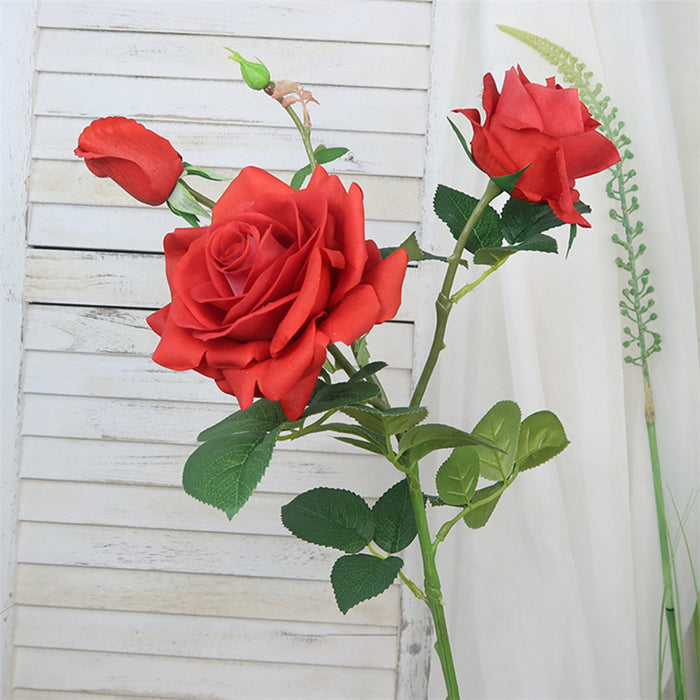 Premium Real Touch Rose with Bud Spray Stems