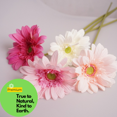 Premium 25.5" Real Touch Gerbera Daisy Stems - Lifelike Silk Floral Arrangements for Weddings & Home Decor
