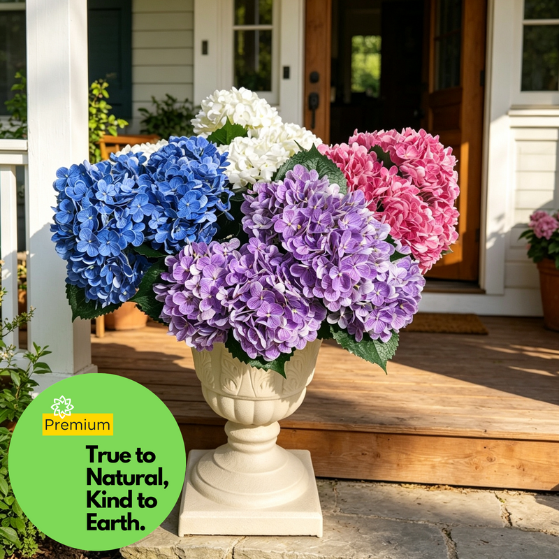 Premium 24" Real Touch UV Resistant Hydrangea – Large Faux Flowers for Outdoor Decor