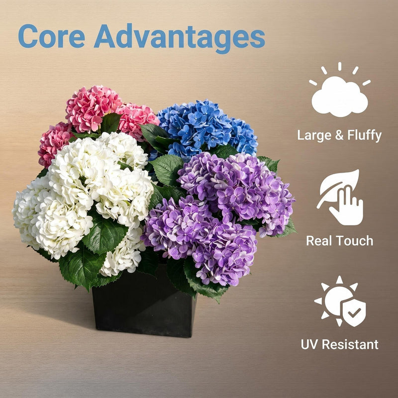 Premium 24" Real Touch UV Resistant Hydrangea – Large Faux Flowers for Outdoor Decor