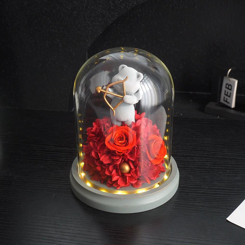Bulk Preserved Rose with Cute Teddy Bear Valentine’s Day Gifts for Her Wholesale