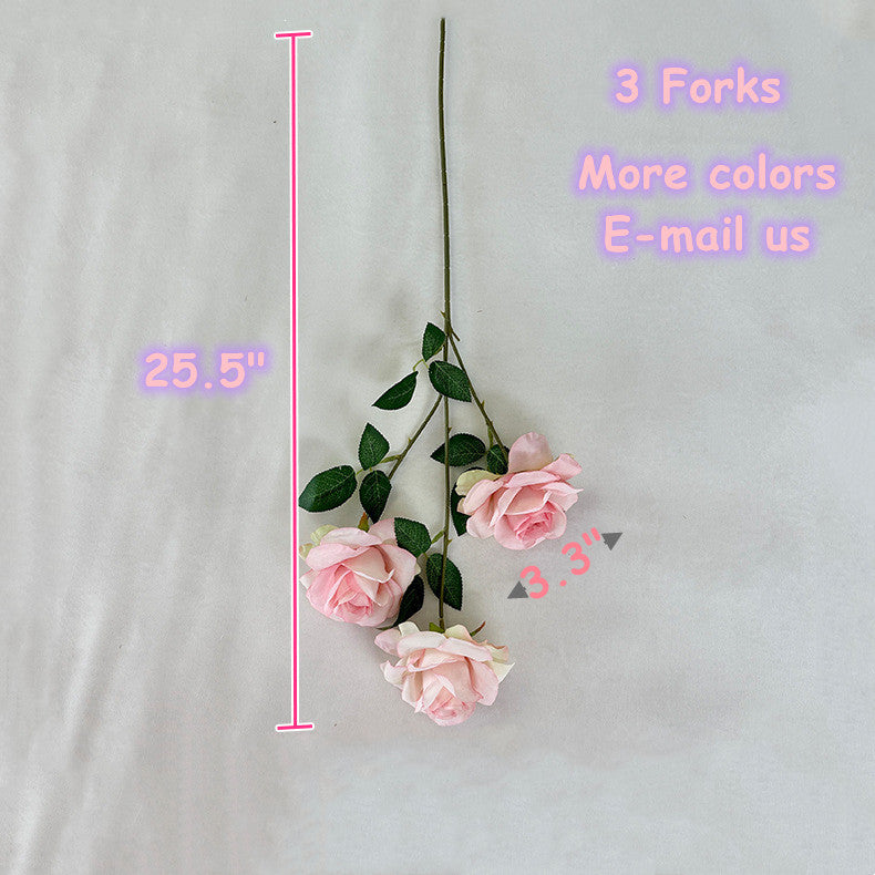 Tiges de gerbe de roses poussiéreuses de la princesse Diana en vrac, fleurs artificielles en soie, vente en gros, 25"