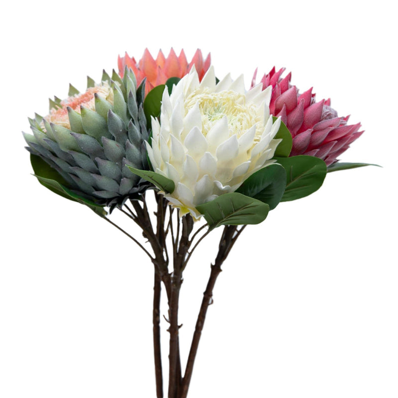 Bulk 6pcs 20" King Protea Stems Bouquet Faux Fall Flowers Wholesale