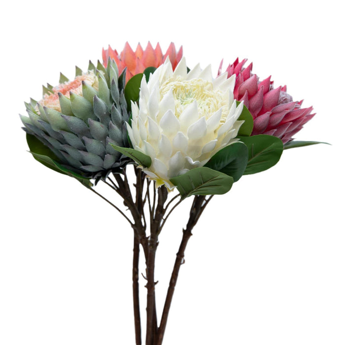 Bulk 6pcs 20" King Protea Stems Bouquet Faux Fall Flowers Wholesale