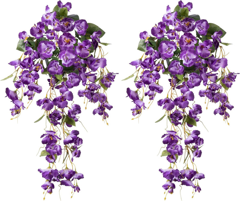 Bulk 2pcs Hibiscus Weeping Flowers Artificial Hanging Plants UV Resistant for Outdoors Wholesale
