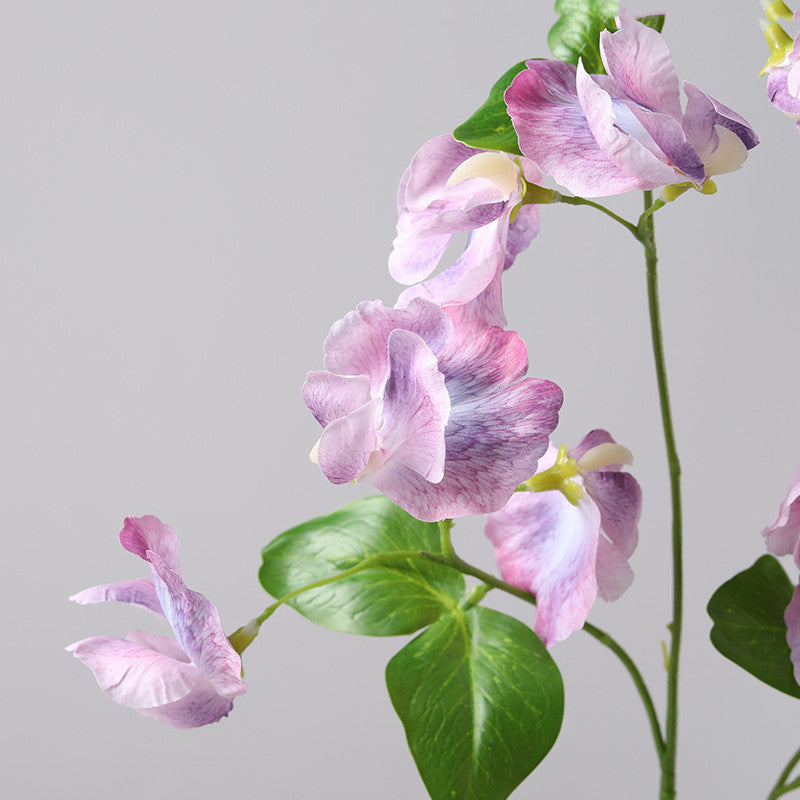 Tiges de fleurs de pois de senteur en vrac, vaporisateur Real Touch Floral Pea avec feuilles, vente en gros