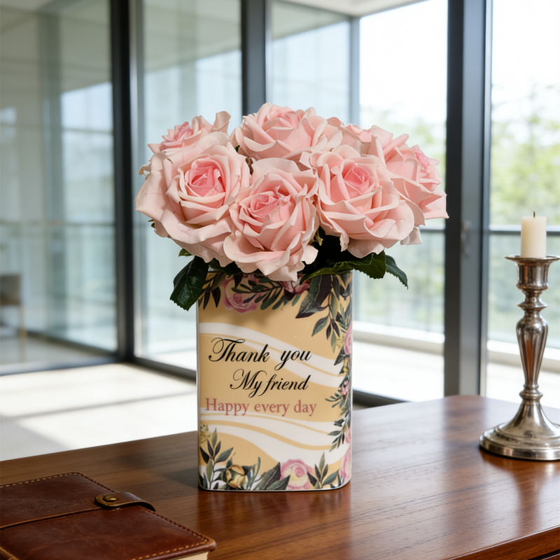 Bulk 15" Best Friend Gifts Real Touch Pink Rose Vase Arrangement Wholesale