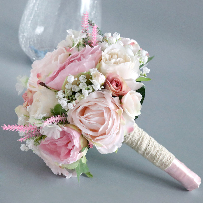 Bulk 11" Blush Pink Small Round Bridal Bouquets Wholesale
