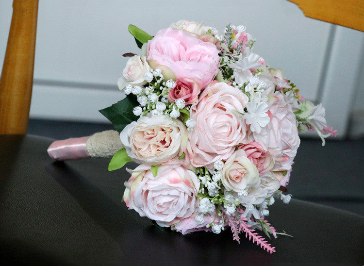 Bulk 11" Blush Pink Small Round Bridal Bouquets Wholesale