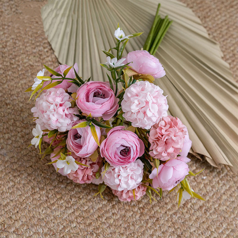 Bouquet de renoncules en vrac de 12 pouces de hauteur mélangé avec des fleurs de boule de neige en gros