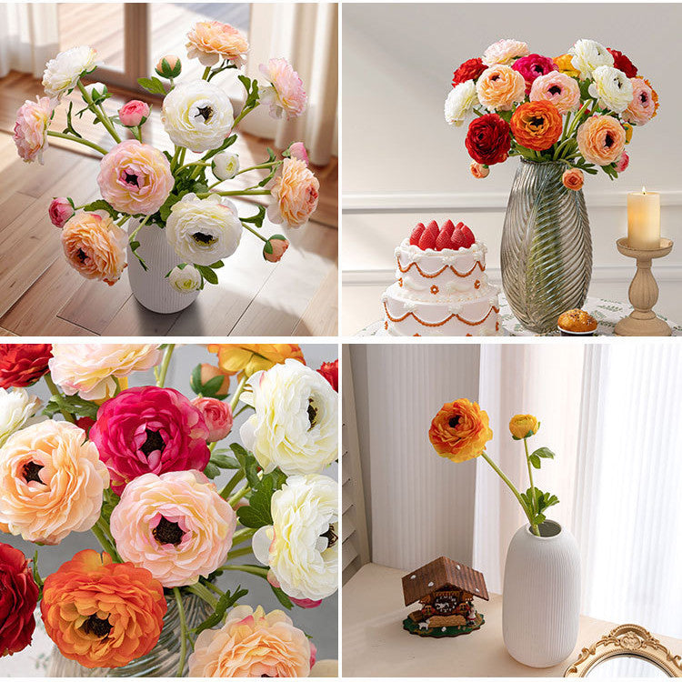 Bulk 20" Ranunculus Stems Artificial Silk Flowers for Wedding Home Decoration Wholesale
