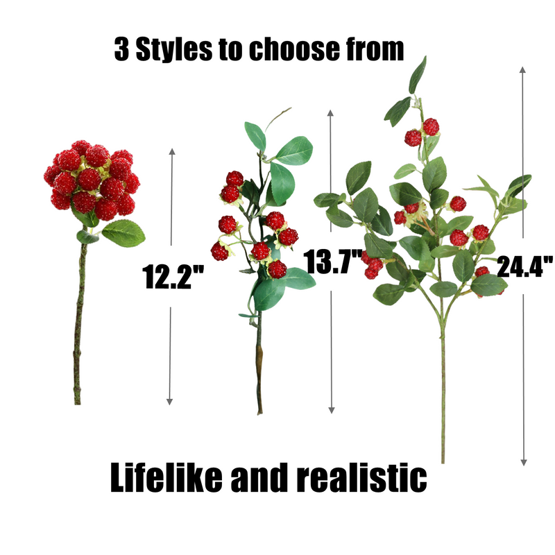Bulk Raspberry Stems Branches Picks Artificial Berry Stems Wholesale