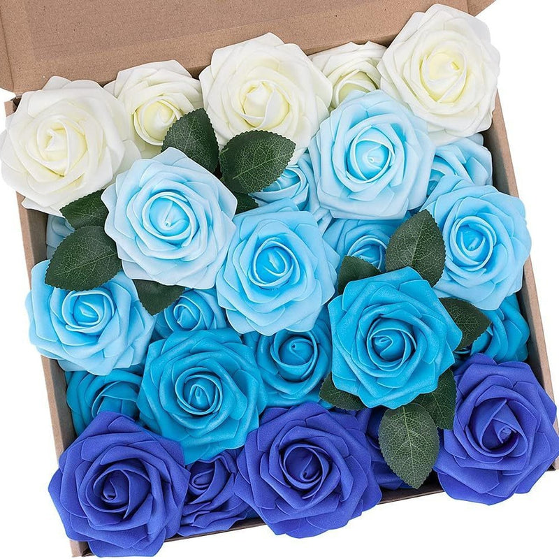 Lot de 25 têtes de roses en mousse avec tiges, toucher réaliste, pour mariage, vente en gros