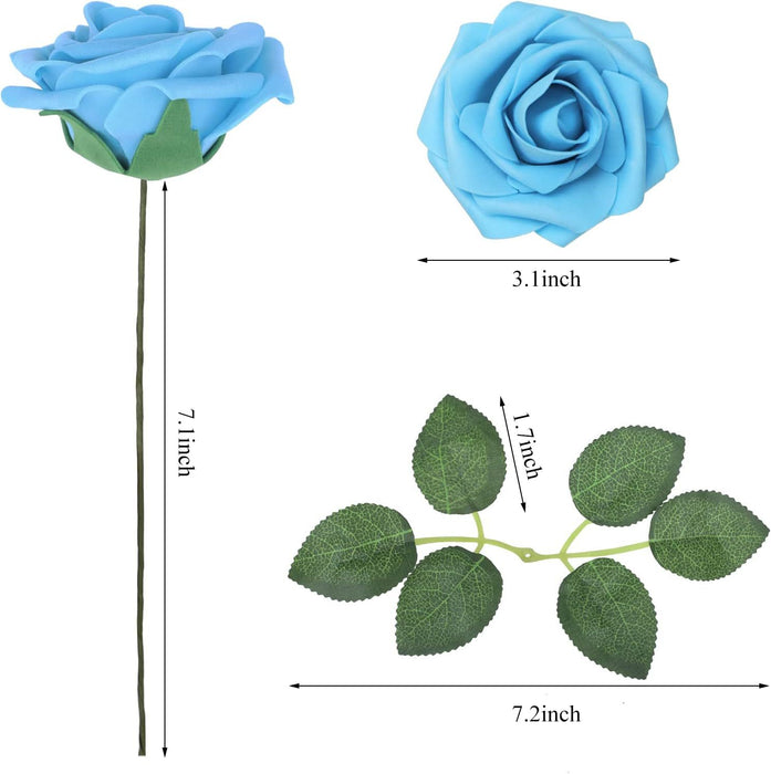 Bulk 25pcs Foam Rose Heads with Stems Real Touch DIY Foam Floral for Wedding Wholesale