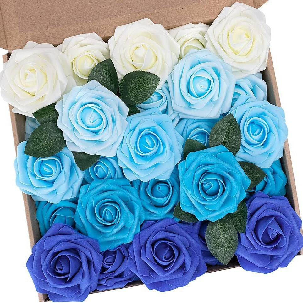 Bulk 25pcs Foam Rose Heads with Stems Real Touch DIY Foam Floral for W ...