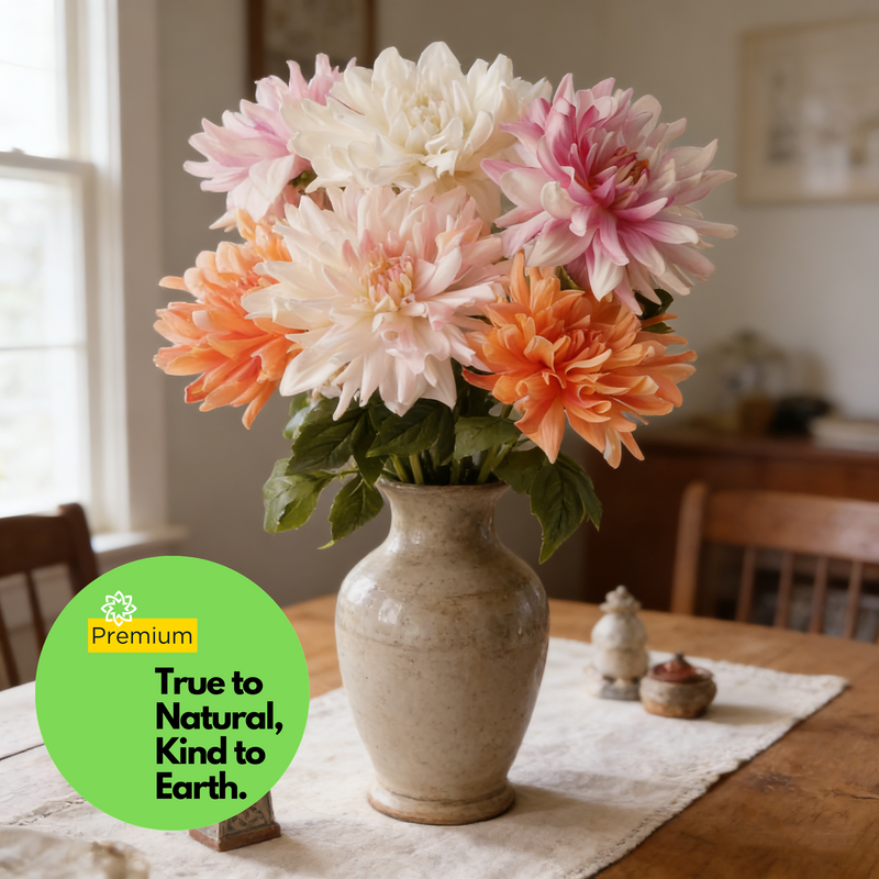 Premium 23.6" Real Touch Dahlia Stem - Lifelike Silk Floral Arrangements for Weddings & Home Decor