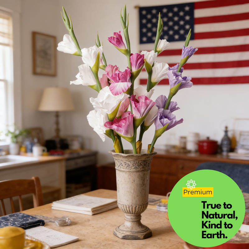 Premium 33.4" Extra Tall Real Touch Gladiolus Stems - Lifelike Silk Floral Arrangements for Weddings & Home Decor