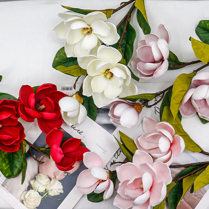 Flores artificiales de tallos de magnolia Real Touch de 36" a granel