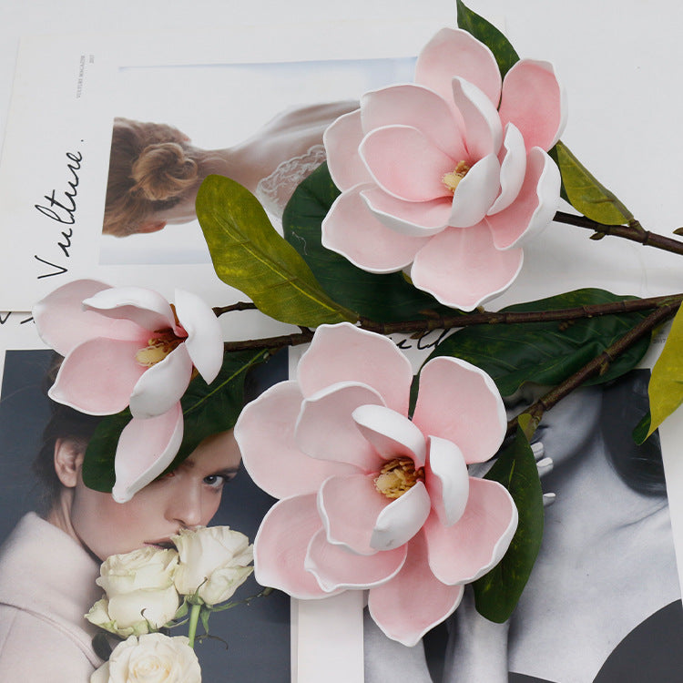 Tiges de magnolia en vrac de 36 pouces Fleurs artificielles en mousse en gros